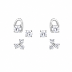 925 sterling silver Luna Trio CZ stud earring set featuring solitaire, loop, and floral cluster designs