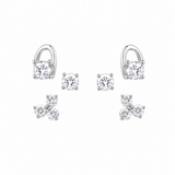 925 sterling silver Luna Trio CZ stud earring set featuring solitaire, loop, and floral cluster designs