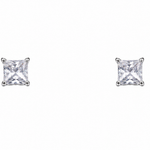 925 sterling silver princess cut cubic zirconia stud earrings for kids and teens