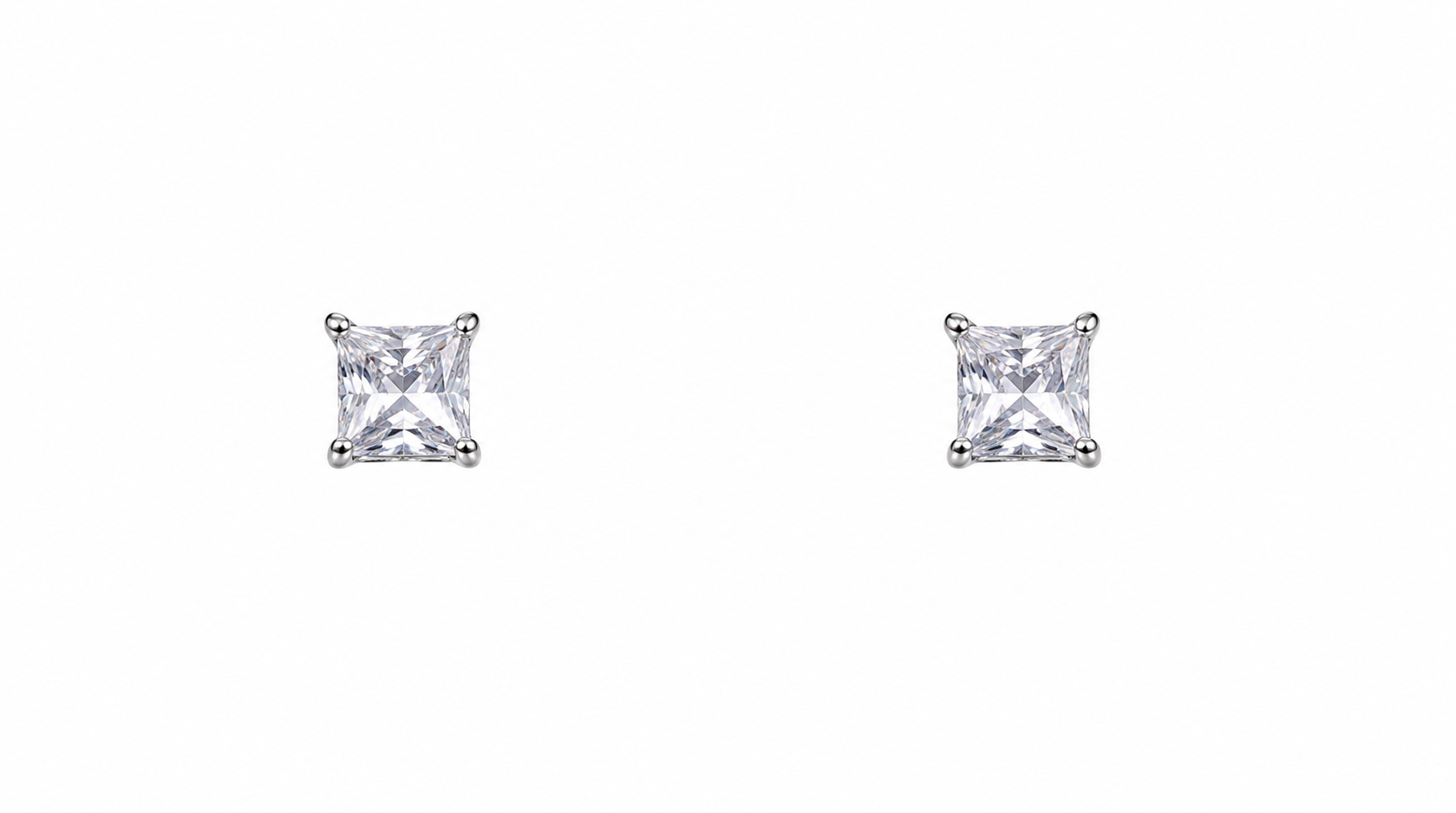 925 sterling silver princess cut cubic zirconia stud earrings for kids and teens