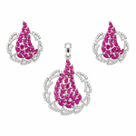 925 sterling silver pendant and earrings set featuring pink cubic zirconia stones with sparkling white CZ accents