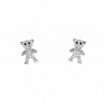 925 sterling silver teddy bear stud earrings with AAA+ CZ stones for kids and teens