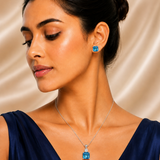 Ira Ocean Spark 925 Silver Pendant, Earrings & Chain Set