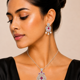 Ira Royal Scarlet 925 Silver Pendant & Earrings Set