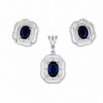 Ira Midnight Bloom 925 silver pendant set with deep blue stone and sparkling CZ floral design
