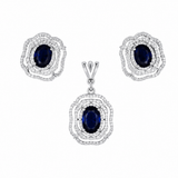 Ira Midnight Bloom 925 silver pendant set with deep blue stone and sparkling CZ floral design