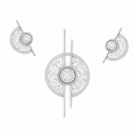 925 sterling silver pendant and earrings set featuring sparkling cubic zirconia stones in a contemporary geometric design