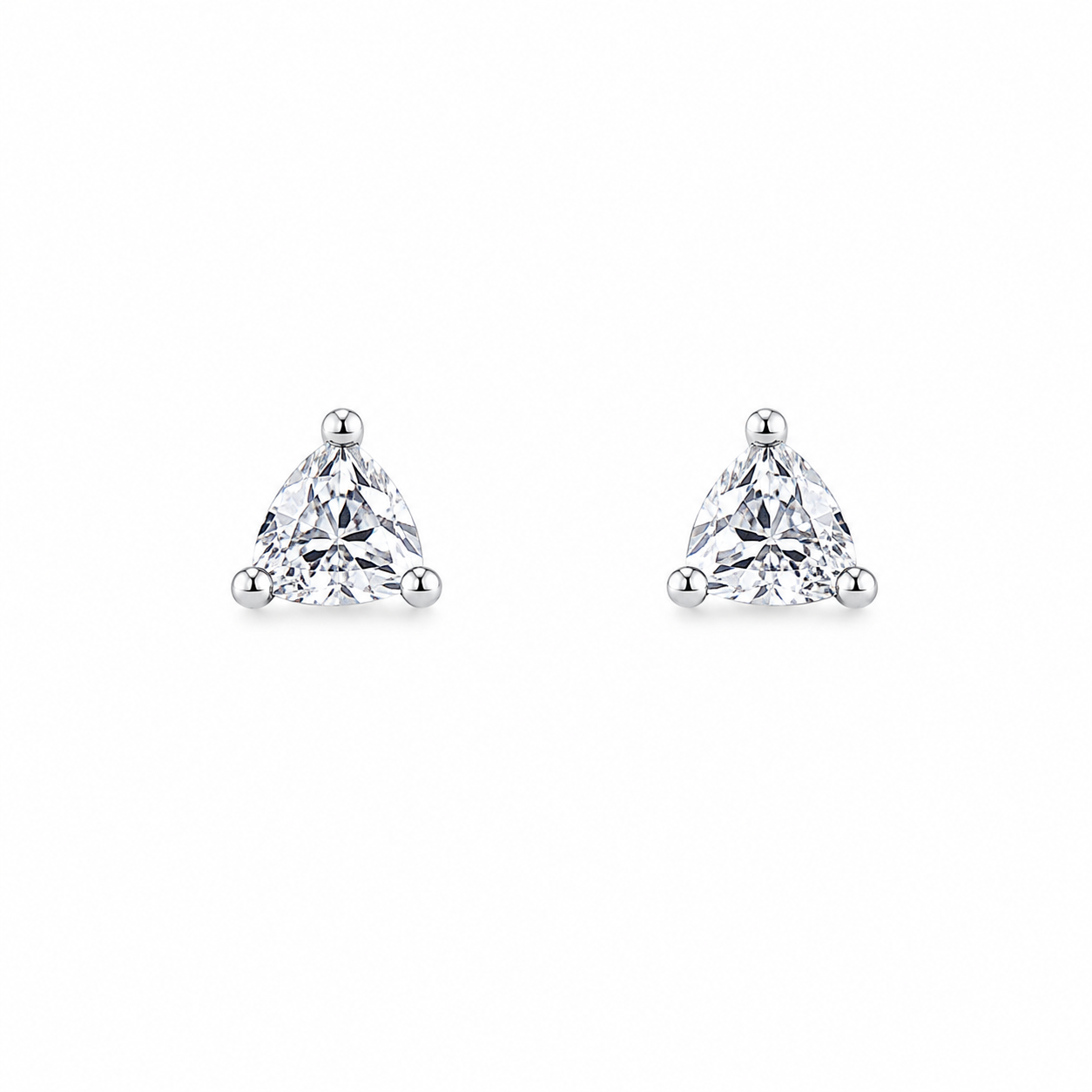 925 sterling silver triangle CZ stud earrings for kids and teens