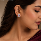 Pink Dewdrop CZ Stud Earrings