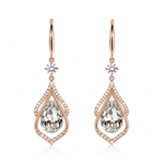 IRA Rose Lumina Earrings in rose gold-tone rhodium-plated 925 sterling silver featuring a pear-cut stone and AAA+ quality stones by Mohnaa Jewels.