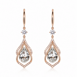 IRA Rose Lumina Earrings in rose gold-tone rhodium-plated 925 sterling silver featuring a pear-cut stone and AAA+ quality stones by Mohnaa Jewels.