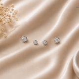 Ira Everyday Sparkle 925 Silver CZ Stud Earrings Set