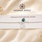 Mor Mukut Shree 925 Sterling Silver Rakhi with peacock feather charm and premium silver chain by Mohnaa Jewels