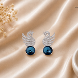 Ira Sapphire Swan CZ Stud Earrings in 925 Silver
