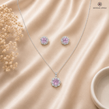 Ira Blush Sparkle 925 Silver Pendant, Earrings & Chain Set