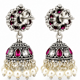 Mohnaa Pushparagini Silver Jhumka Earrings